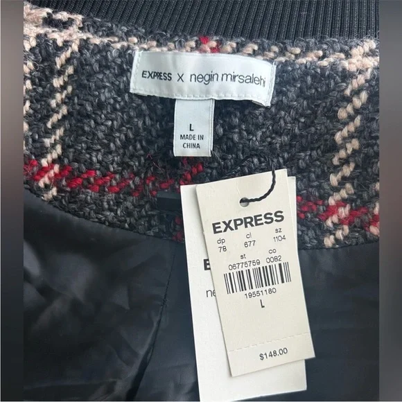 NWT Express plaid bomber jacket Large - Picture 2 of 3